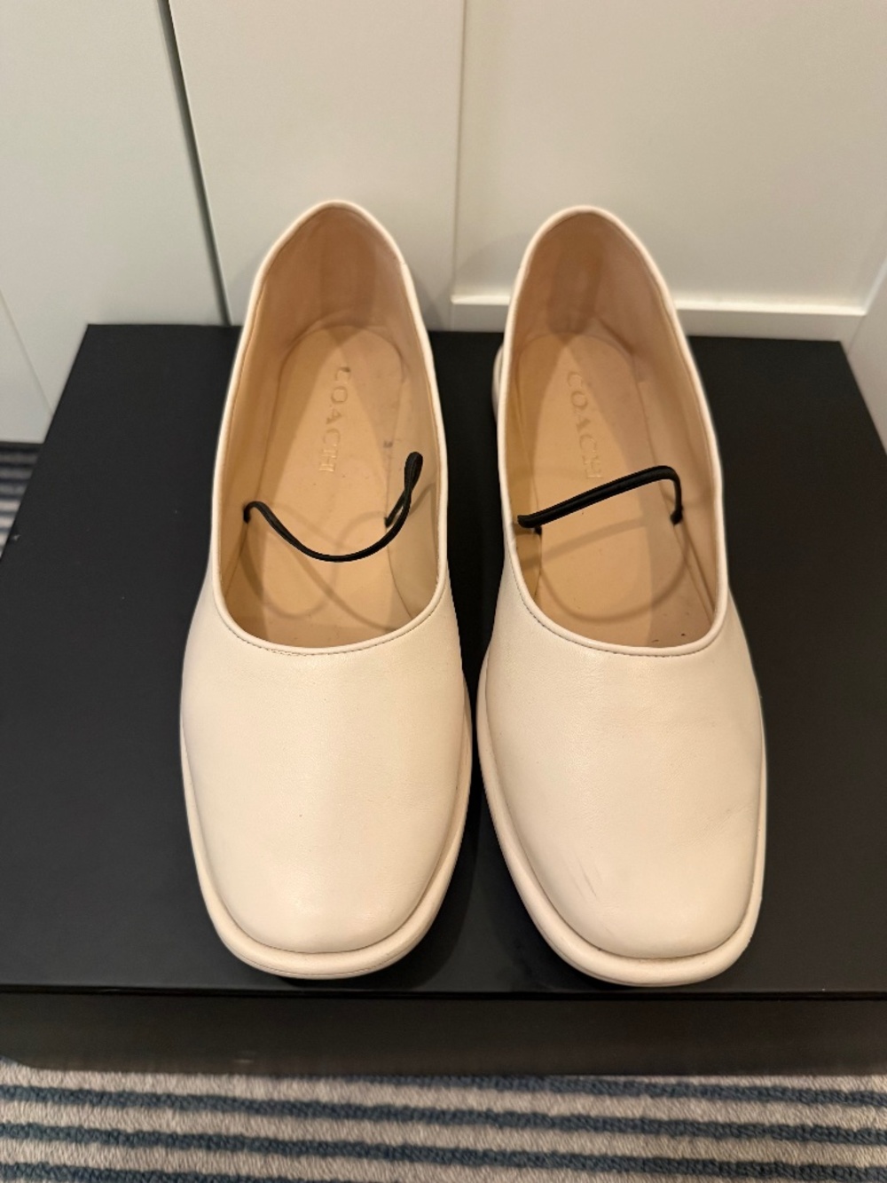 Coach Beige Leather Mary Janes Size 8